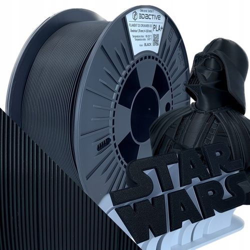 Filament PLA+ do drukarek 3D 3DACTIVE Czarny matowy 1,75mm 1kG 600mm/s na Arena.pl