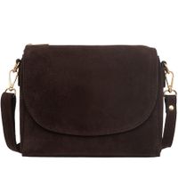 VERA PELLE torebka damska zamszowa listonoszka z paskiem V693 c.brązowa