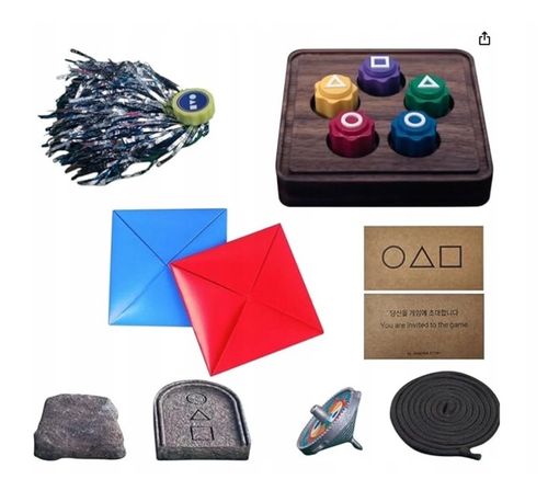 KOSTKI KOŚCI GONGGI GONGI koreańskiej gry GRA SQUID GAME ZESTAW DDAKJI GONG na Arena.pl