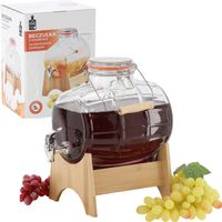 Beczułka 5L Z Kranikiem Na Podstawce Bambusowej Do Napojów Słój