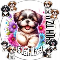 OPŁATEK NA TORT 20CM - PSY Shih Tzu DEKORACJA URODZINOWA + IMIĘ 15CM 18CM