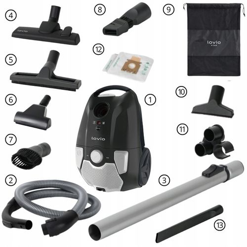 Odkurzacz workowy HEPA TURBOSZCZOTKA CICHY MOCNY 14w1 +3 WORKI 900W LOVIO na Arena.pl