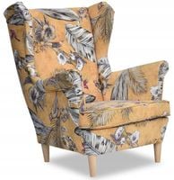 Fotel Uszak MUSZTARDOWY miodowy wzór sypialnia