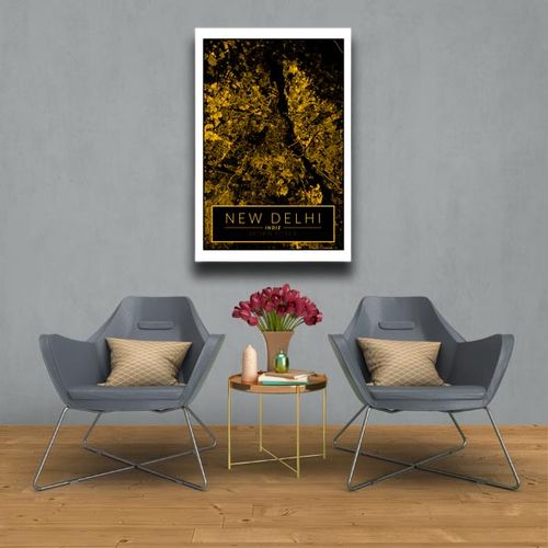 Delhi mapa złota - obraz na płótnie 40x60 cm na Arena.pl
