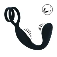 levelz  - silikonowy stymulator prostaty z pierścieniem, czarny