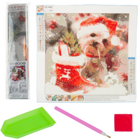 Haft Diamentowy Świąteczny Piesek Malowanie 3D Obraz Diamond Painting
