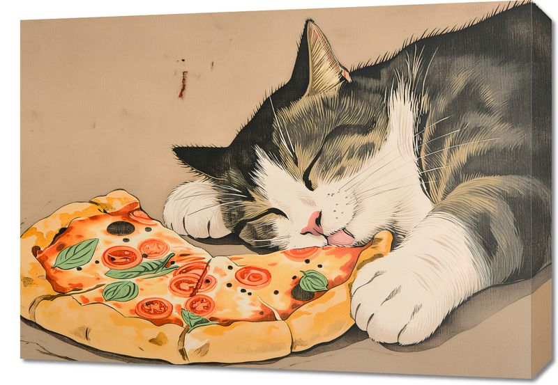 Obraz 70x50cm Pizza Dla Kota zdjęcie 1