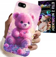 ETUI DO HUAWEI Y5 2018 - SŁODKI MIŚ NA RÓŻOWYM TLE, CASE + SZKŁO