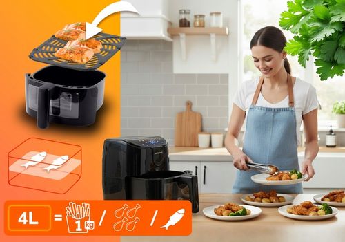 FRYTKOWNICA BEZTŁUSZCZOWA AIR FRYER FRYTOWNICA 4L BERDSEN 1500W na Arena.pl