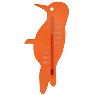 Zewnętrzny termometr ogrodowy, w kształcie zięby, pomarańczowy