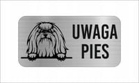 GRAWER Tabliczka nierdzewna LAMINAT 20x10 UWAGA PIES Maltańczyk