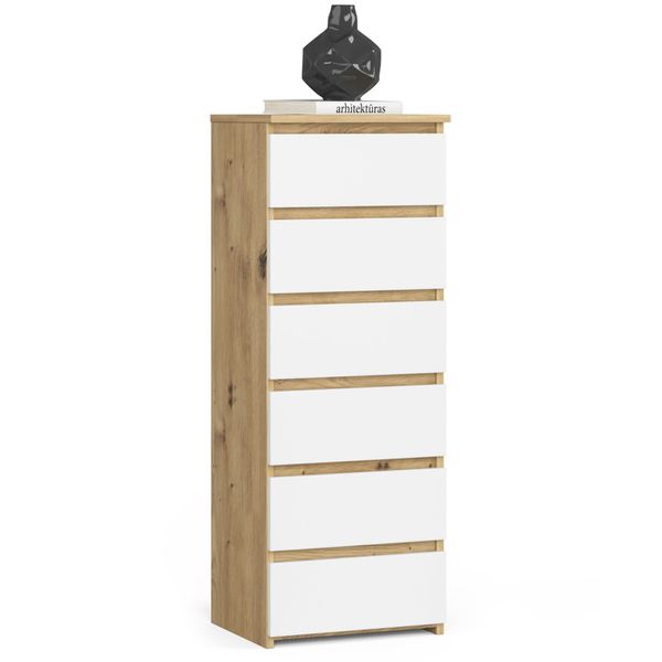Komoda CL6 40 cm 6 szuflad - dąb artisan-biała zdjęcie 1
