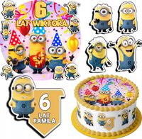 ZESTAW OPŁATEK NA TORT 20CM + 17 POSTACI - MINIONKI + IMIĘ 15CM 18CM