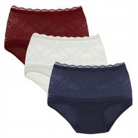 Figi majtki damskie wysoki stanem z koronką 3-PAK - L 3 kolory
