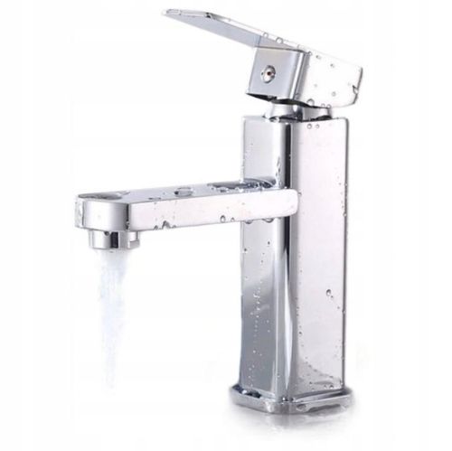 Bateria stojąca umywalkowa kran do umywalki zlewu chromowa niska CUBIC na Arena.pl
