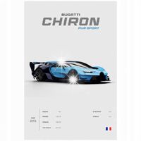 Plakat 90x60 samochód sportowy Bugatti CHIRON młodzieżowy dla mechanika