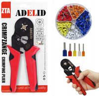 ZACISKARKA PRASKA DO KONEKTORÓW KOŃCÓWEK ZŁĄCZY KABLI + 500 TULEJEK