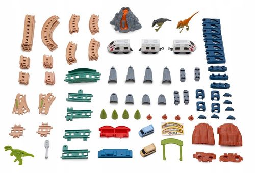 Interaktywna KOLEJKA elektryczna DŹWIĘKI pociąg wagony zwrotnice dinozaury na Arena.pl