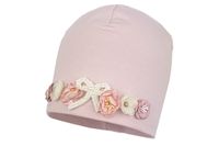 Jamiks LUCRECIA czapka dla dziewczynki kwiaty pudrowy róż 50-52