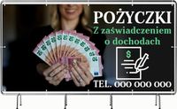 BANER REKLAMOWY 200x100cm projekt w cenie różne wzory POŻYCZKI OD DOCHODU