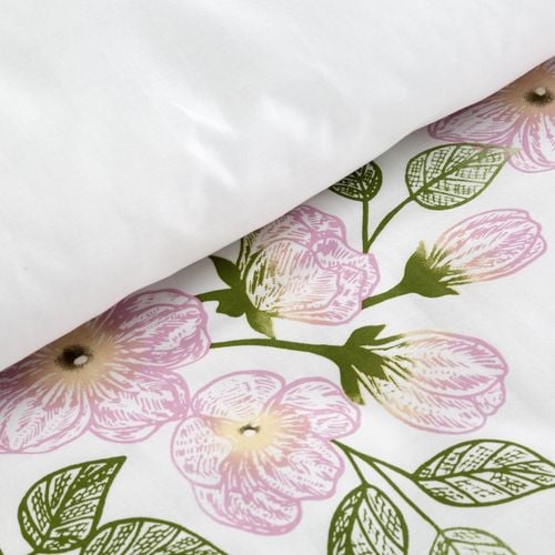 Pościeli z satyny bawełnianej NIKA 160X200 70X80X2 kwiaty biała na Arena.pl