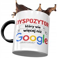 Kubek Czarny Dla Dyspozytora Wie Więcej Niż Google Z Nadrukiem Ze Zdjęciem