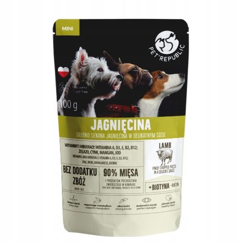 MOKRA KARMA DLA PSA Kawałki mięsa w sosie MIX smaków PETREPUBLIC 20x 100g na Arena.pl