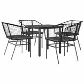 5-cz. zestaw mebli ogrodowych z poduszkami, czarny polirattan
