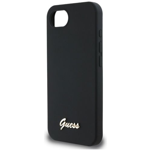 Etui Guess Silicone Script Metal Logo MagSafe do iPhone 16e czarny na Arena.pl