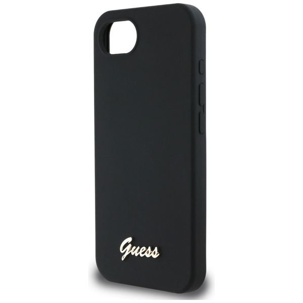 Etui Guess Silicone Script Metal Logo MagSafe do iPhone 16e czarny zdjęcie 6