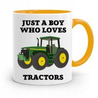 Kubek Żółty Dla Chłopaka Aboy Who Loves Tractors Z Nadrukiem Ze Zdjęciem