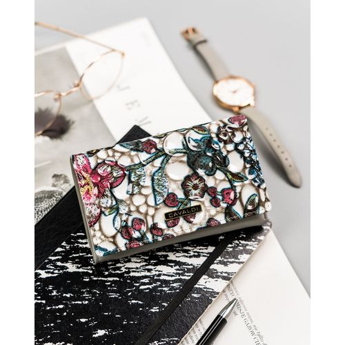 pojemny portfel damski w kwiaty zamykany na zatrzask - 4u cavaldi na Arena.pl