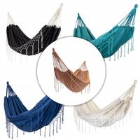 DWUOSOBOWY HAMAK OGRODOWY Z FRĘDZLAMI BOHO 200x150cm BEŻOWY