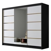 Szafa przesuwna AMBER VI 250-pojemna garderoba-CZARNY/BIAŁY