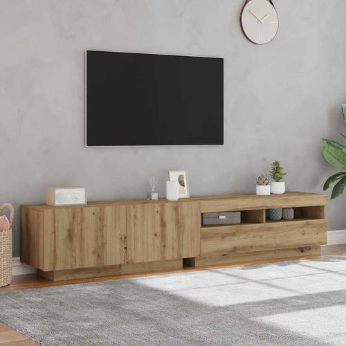 Szafka pod TV z oświetleniem LED, dąb artisan, 200x35x40 cm na Arena.pl
