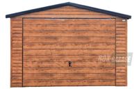 GARAŻ BLASZANY 4m x 5m dwuspad - Brama uchylna - jasny orzech BOX113 4x5