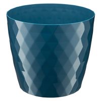 Doniczka osłonka plastikowa CRISTAL 20 cm granatowa połysk wzór karo romby
