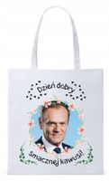 Donald Tusk Platforma Torba Eco Biała Shopper Z Nadrukiem Ze Zdjęciem