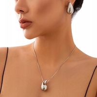 KOMPLET BIŻUTERII KROPLA ŁEZKA DROP STAL CHIRURGICZNA KOLOR SREBRNY