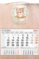 KALENDARZ 2025 jednodzielny DREWNIANY prezent dla dziecka Z IMIENIEM