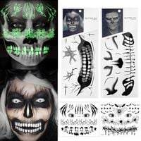 Tatuaże na Twarz na Halloween Zestaw 4 Arkusze Tatuaż Tymczasowy Makijaż