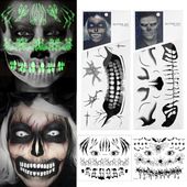 Tatuaże na Twarz na Halloween Zestaw 4 Arkusze Tatuaż Tymczasowy Makijaż