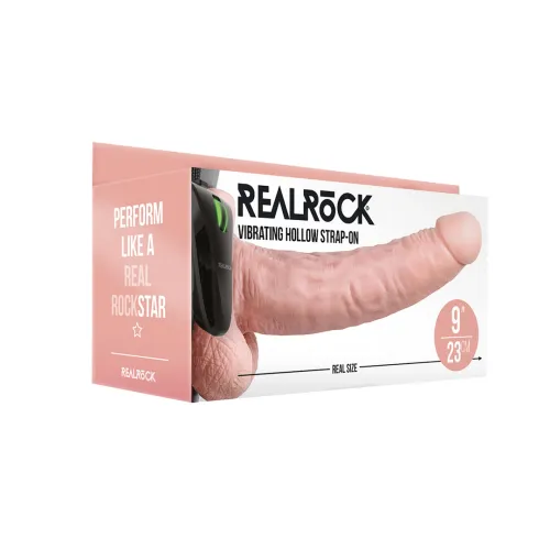 realrock pasek z anatomicznym wibratorem z jądrami 23 cm, regulowany na Arena.pl