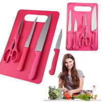 Zestaw noży akcesoriów kuchennych z deską do krojenia 5 el.