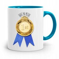 Kubek Błękitny Prezent Dla Brata Na Medal Z Nadrukiem Ze Zdjęciem