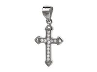 Rodowany srebrny krzyżyk krzyż cyrkonia cyrkonie srebro 925 W0242