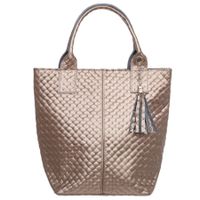 VERA PELLE torebka skórzana shopper pikowana z rączkami V659 c.złota