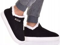 MIĘKKIE BAMBOSZE WYSOKIE KAPCIE MĘSKIE CIEPŁE WSUWANE SZYTE CZARNE