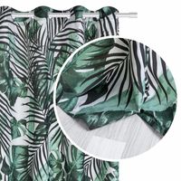 Zasłona gotowa na przelotkach JUNGLE 140x250 biała zielona czarna