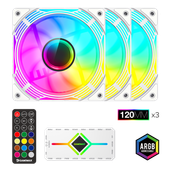 Gamemax Wentylator obudowy KF300 BK biały 120mm silent LED
